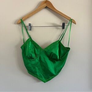 Cotton Candy LA Green Satin Open Back Tie Tank Top – Size M